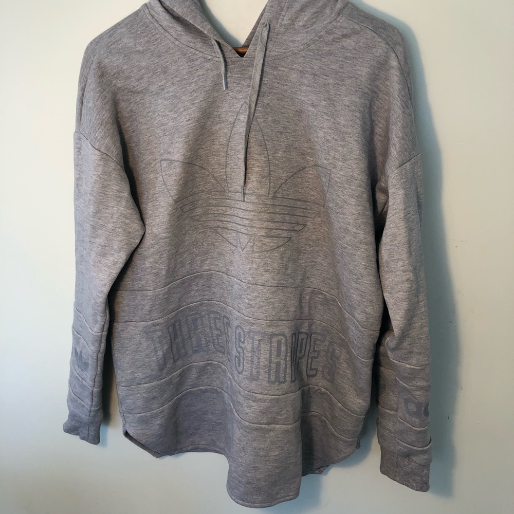 Unique Adidas Tunic Hoodie Gray Medium Trefoil